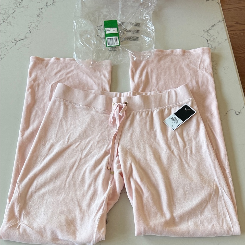 NWT Juicy Couture velour Tracksuit Pants Y2K Vintage Rose quartz Pink Sz L